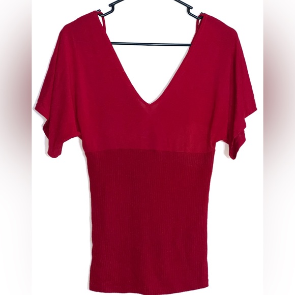 Ribbed V-Neck Blouse - Picture 2 of 5